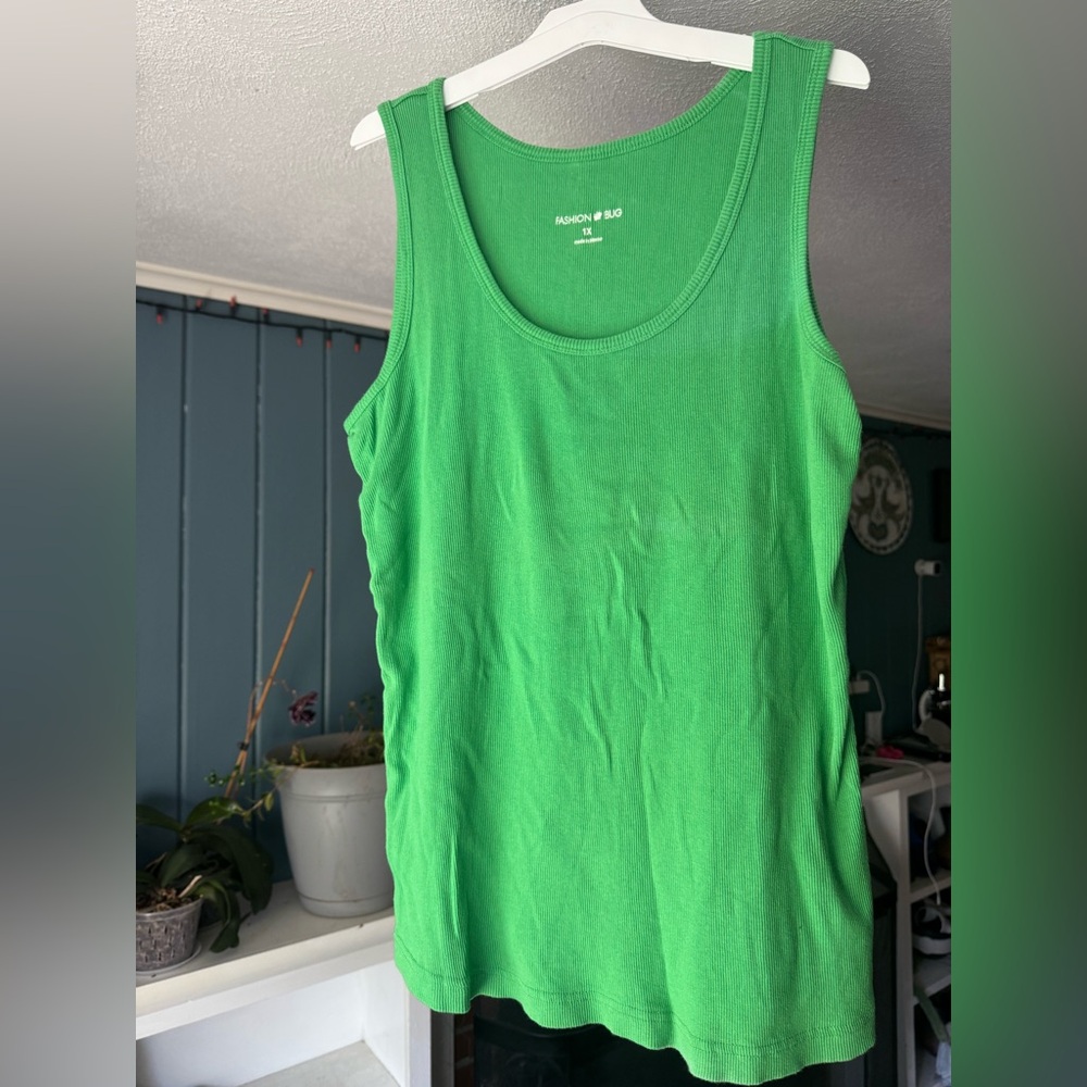 Fashion Bug Green Ribbed Tank Top